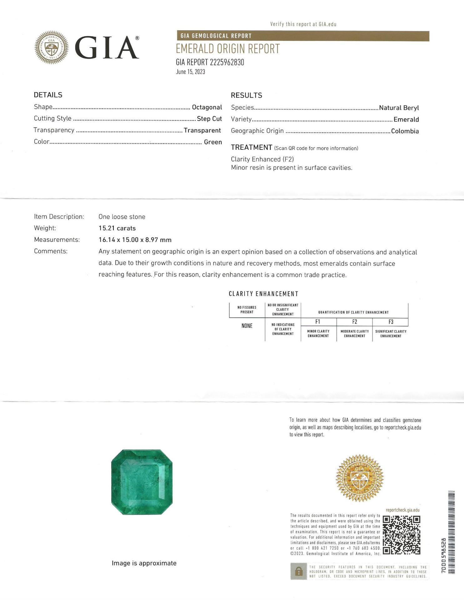 15.26 Ct.  Colombian Emerald ( Exceptional) 