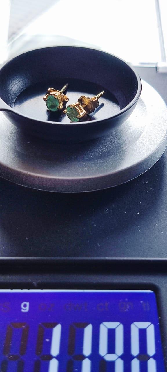 Gold Earrings with Colombian Emerald